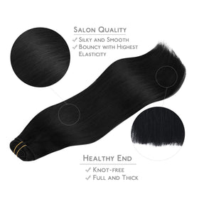 Wennalife Clip In Hair Extensions Jet Black displayed on a mannequin