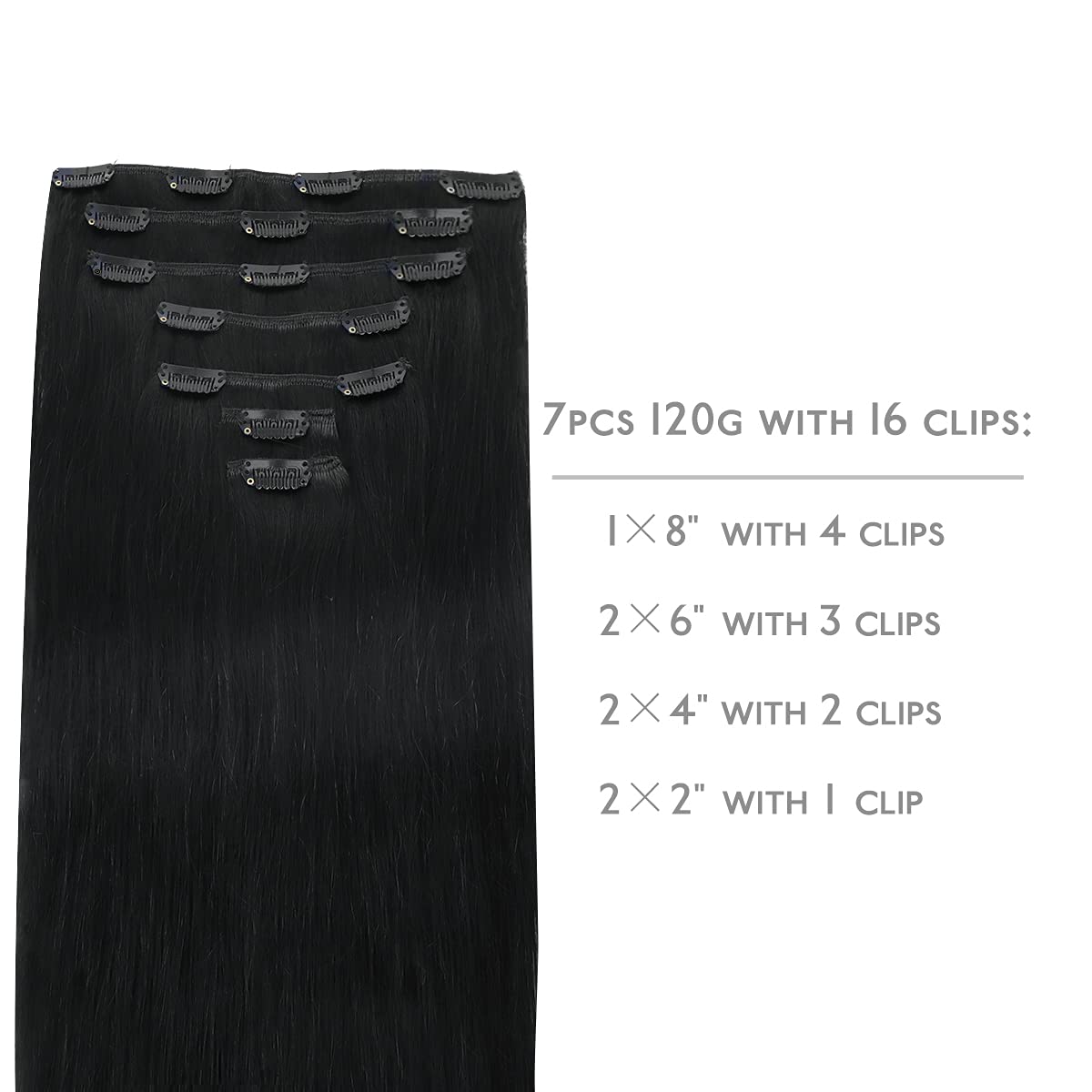 Wennalife Clip in Hair Extensions Jet Black packaging