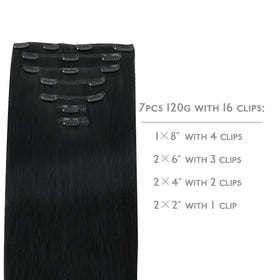 Wennalife Clip in Hair Extensions Jet Black packaging