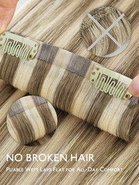 Wennalife Clip in Hair Extensions laid flat against a surface