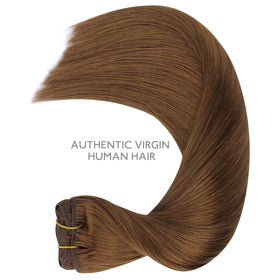 Wennalife Clip In Hair Extensions Light Auburn Brown full set display