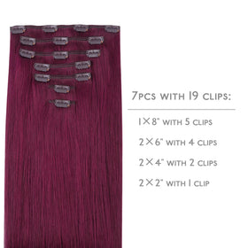 Wennalife Clip In Hair Extensions Light Burgundy back view