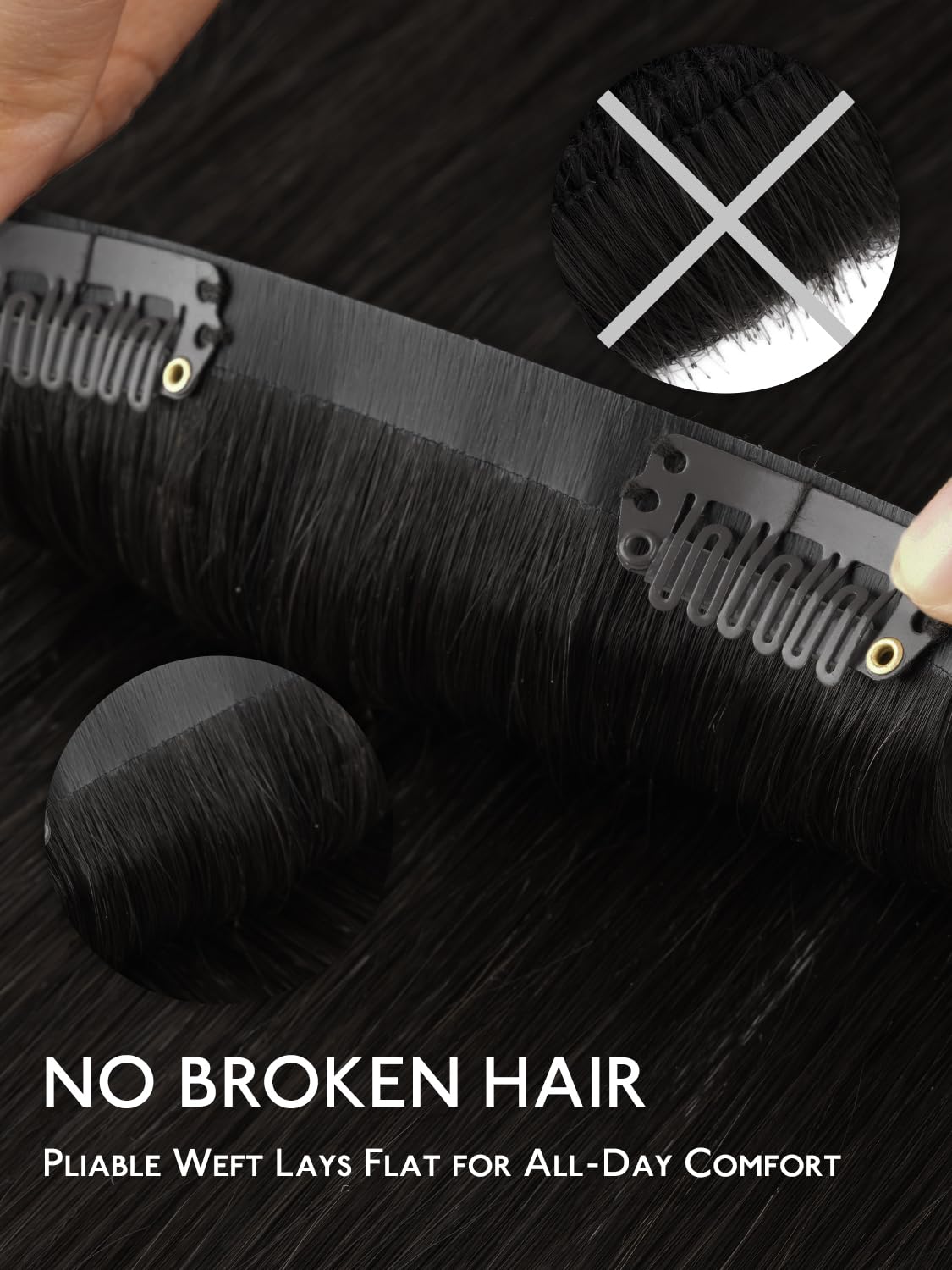 Wennalife Clip In Hair Extensions Natural Black texture