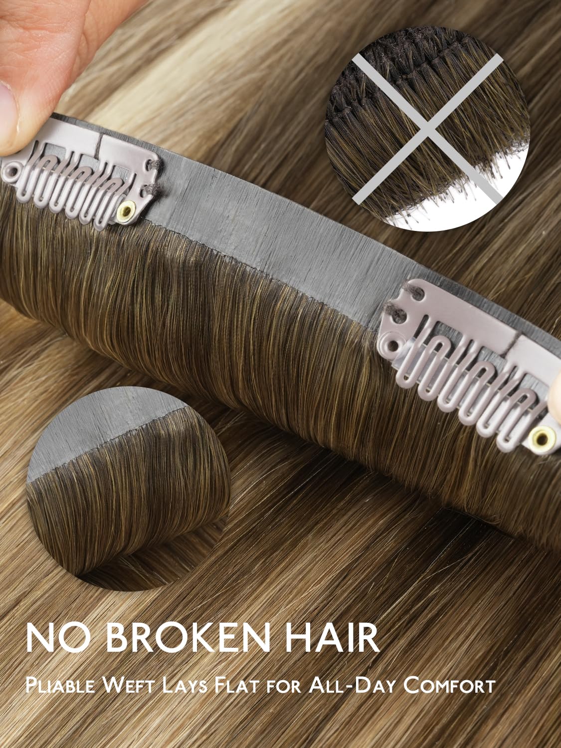 Wennalife Clip In Hair Extensions Ombre Walnut Brown back view