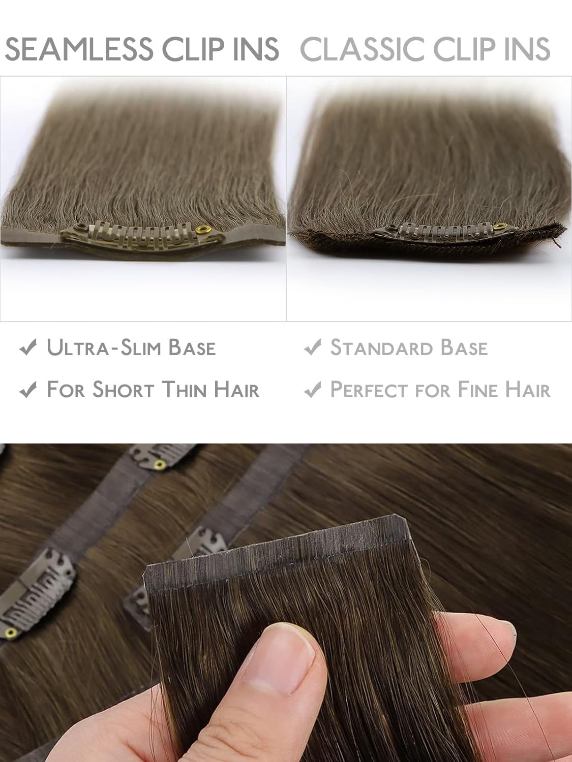 Wennalife Clip In Hair Extensions Ombre Walnut Brown on model