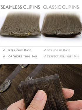 Wennalife Clip In Hair Extensions Ombre Walnut Brown on model