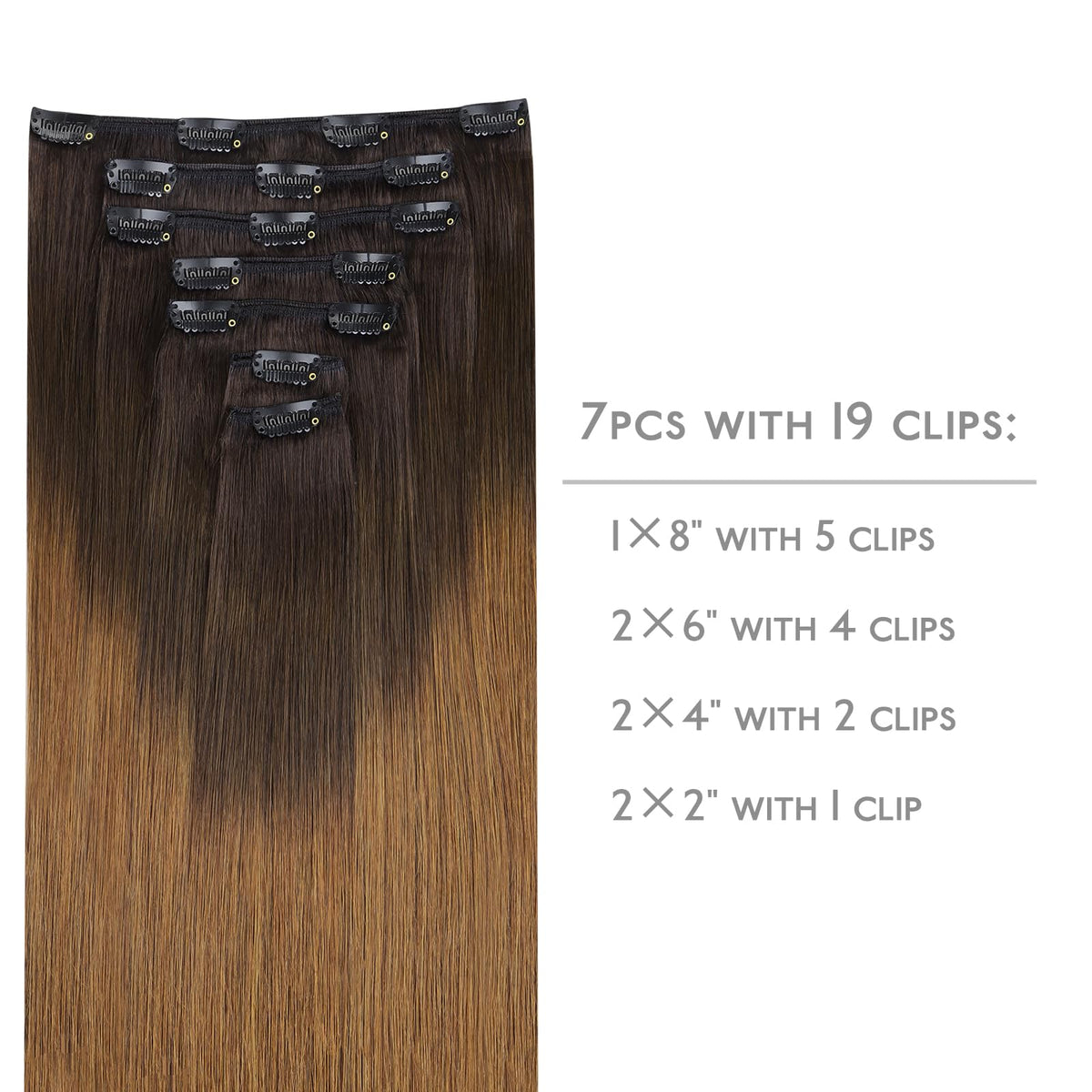 Wennalife Clip In Hair Extensions packaging and clips