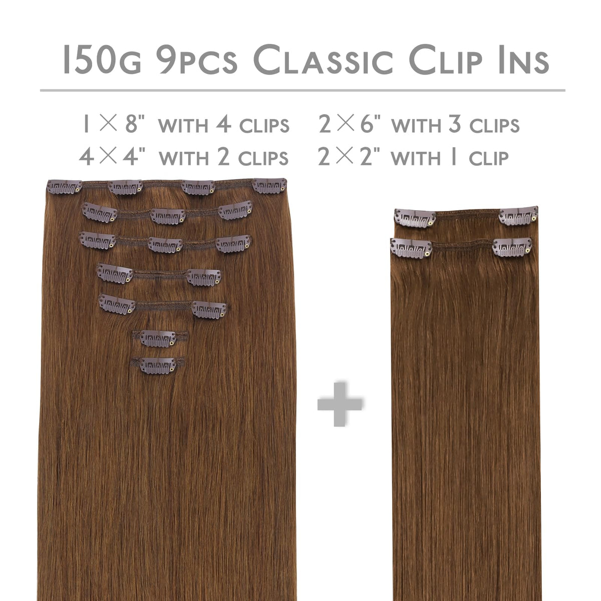 Wennalife Clip In Hair Extensions packaging and clips