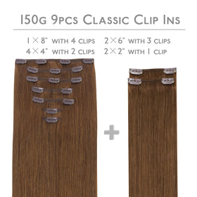 Wennalife Clip In Hair Extensions packaging and clips