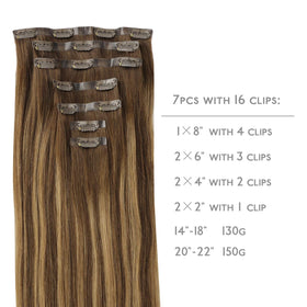 Wennalife Clip In Hair Extensions packaging showing 7 pieces