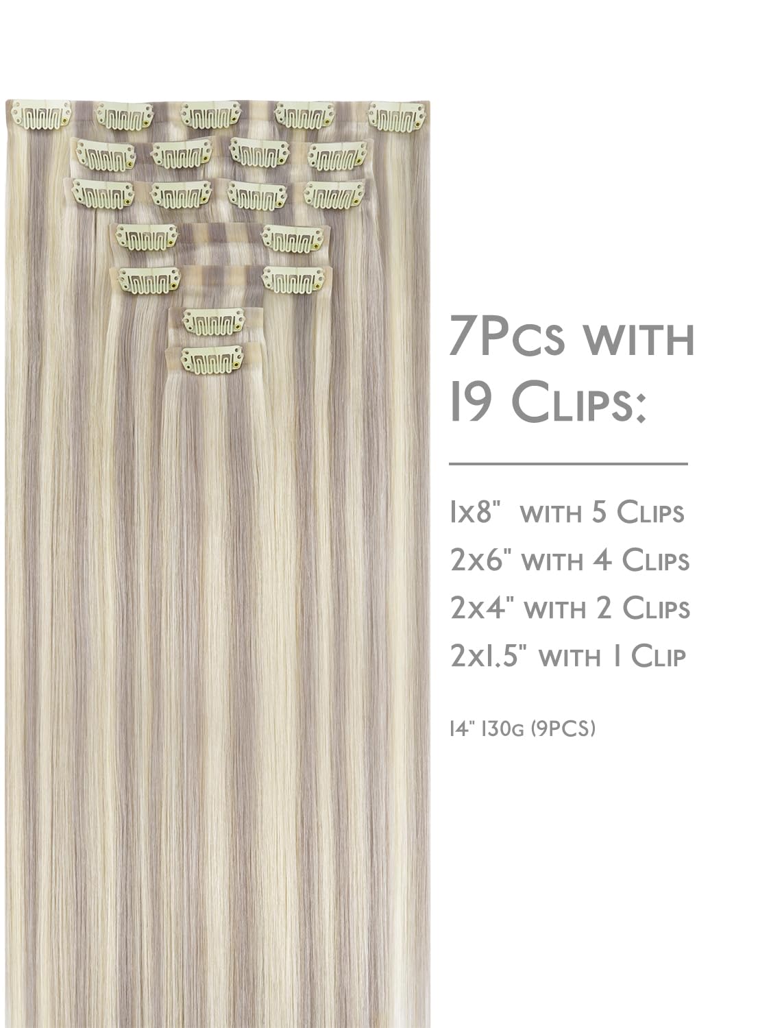 Wennalife Clip In Hair Extensions packaging with 7 clips