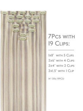 Wennalife Clip In Hair Extensions packaging with 7 clips