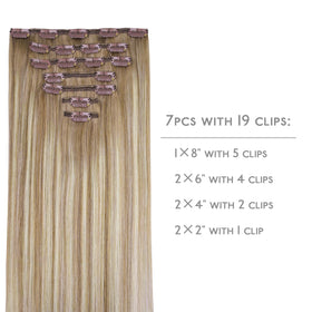 Wennalife Clip In Hair Extensions packaging with 7 pieces