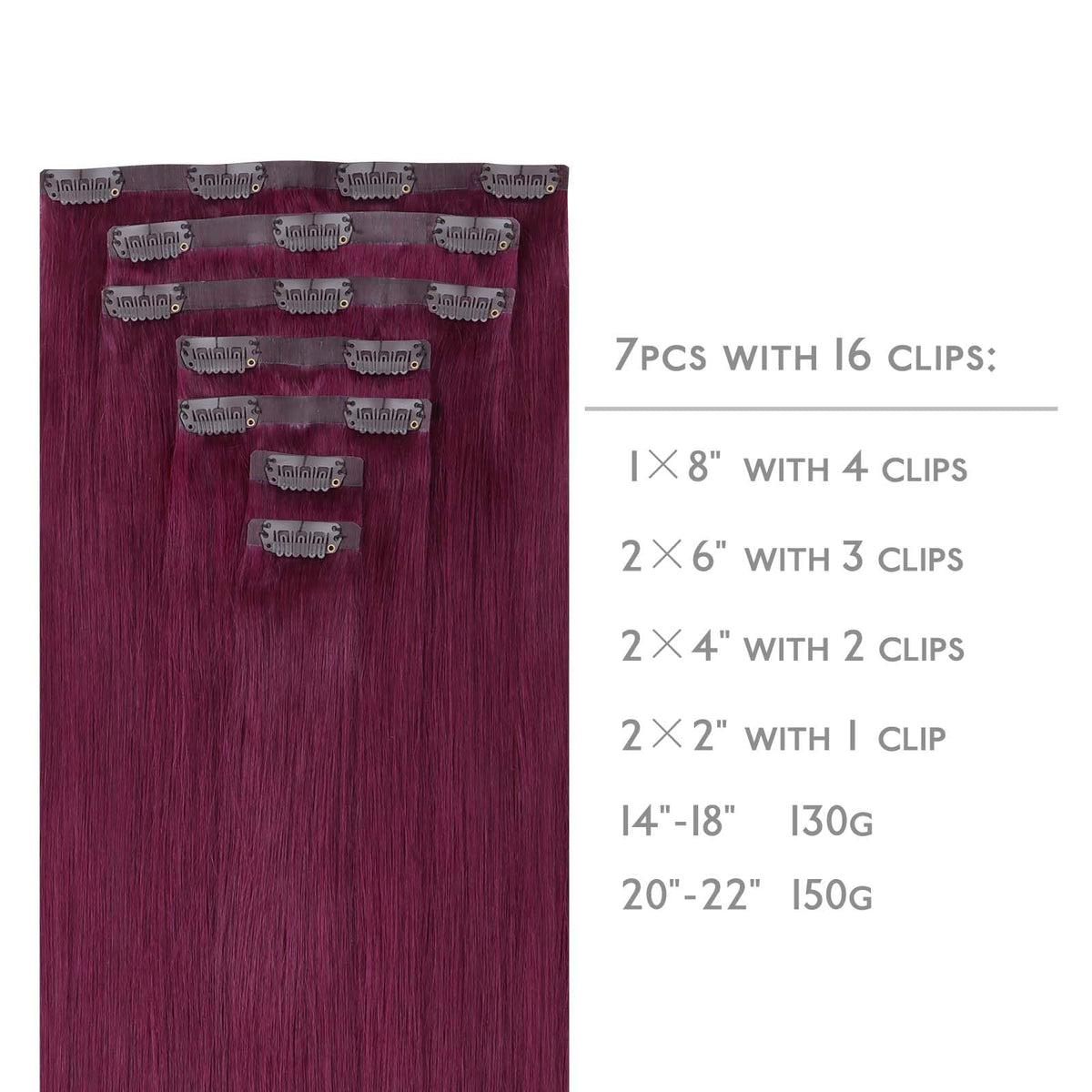 Wennalife Clip In Hair Extensions packaging with 7 pieces