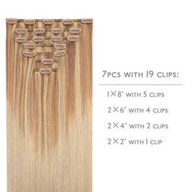 Wennalife Clip In Hair Extensions packaging with 7 pieces