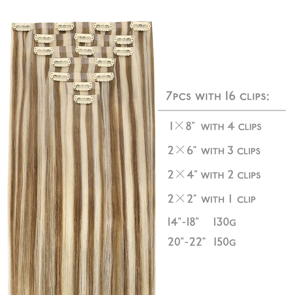 Wennalife Clip In Hair Extensions packaging with 7 pieces
