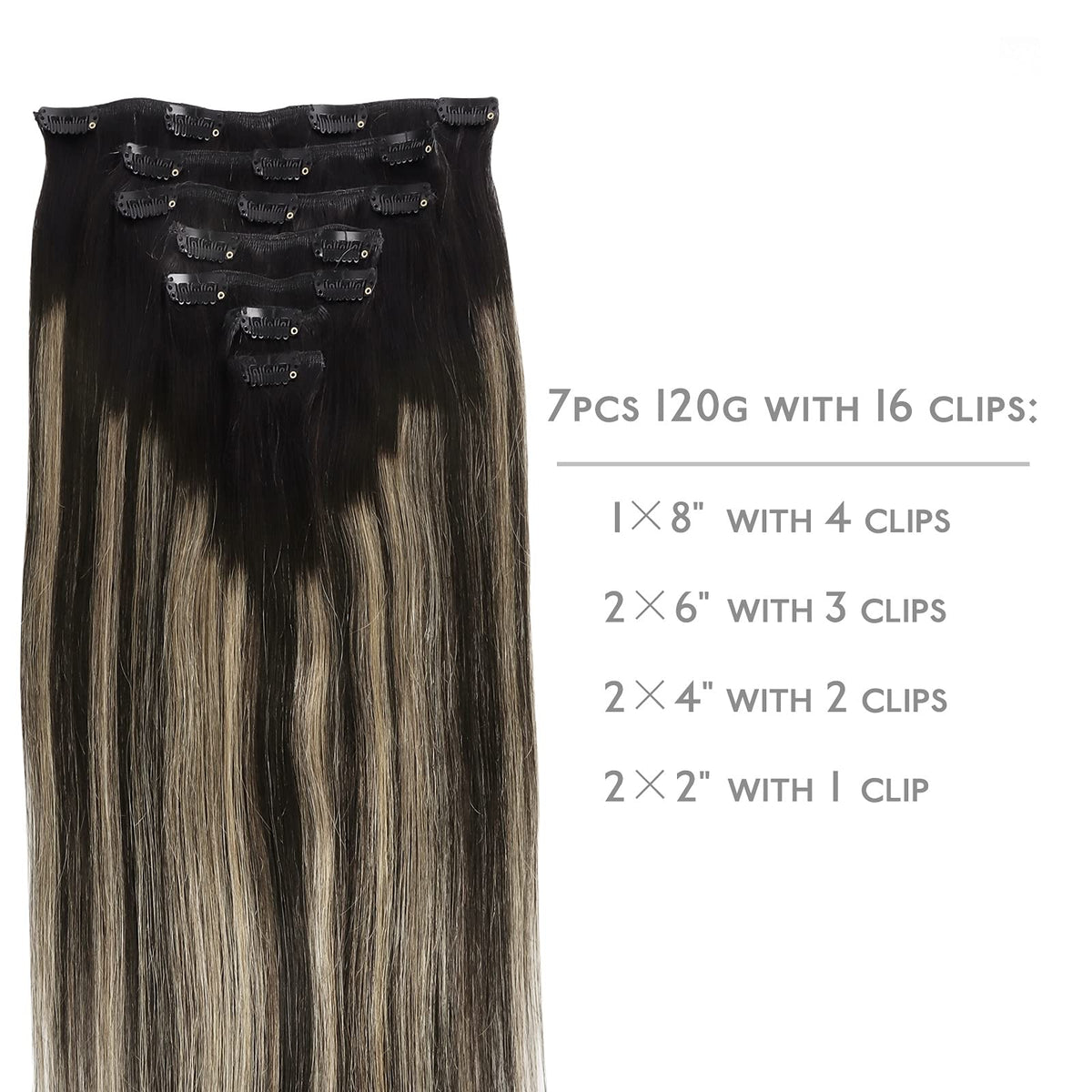 Wennalife Clip In Hair Extensions packaging with 7 pieces