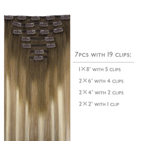 Wennalife Clip In Hair Extensions packaging with 7 pieces