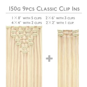 Wennalife Clip In Hair Extensions packaging with 7 pieces