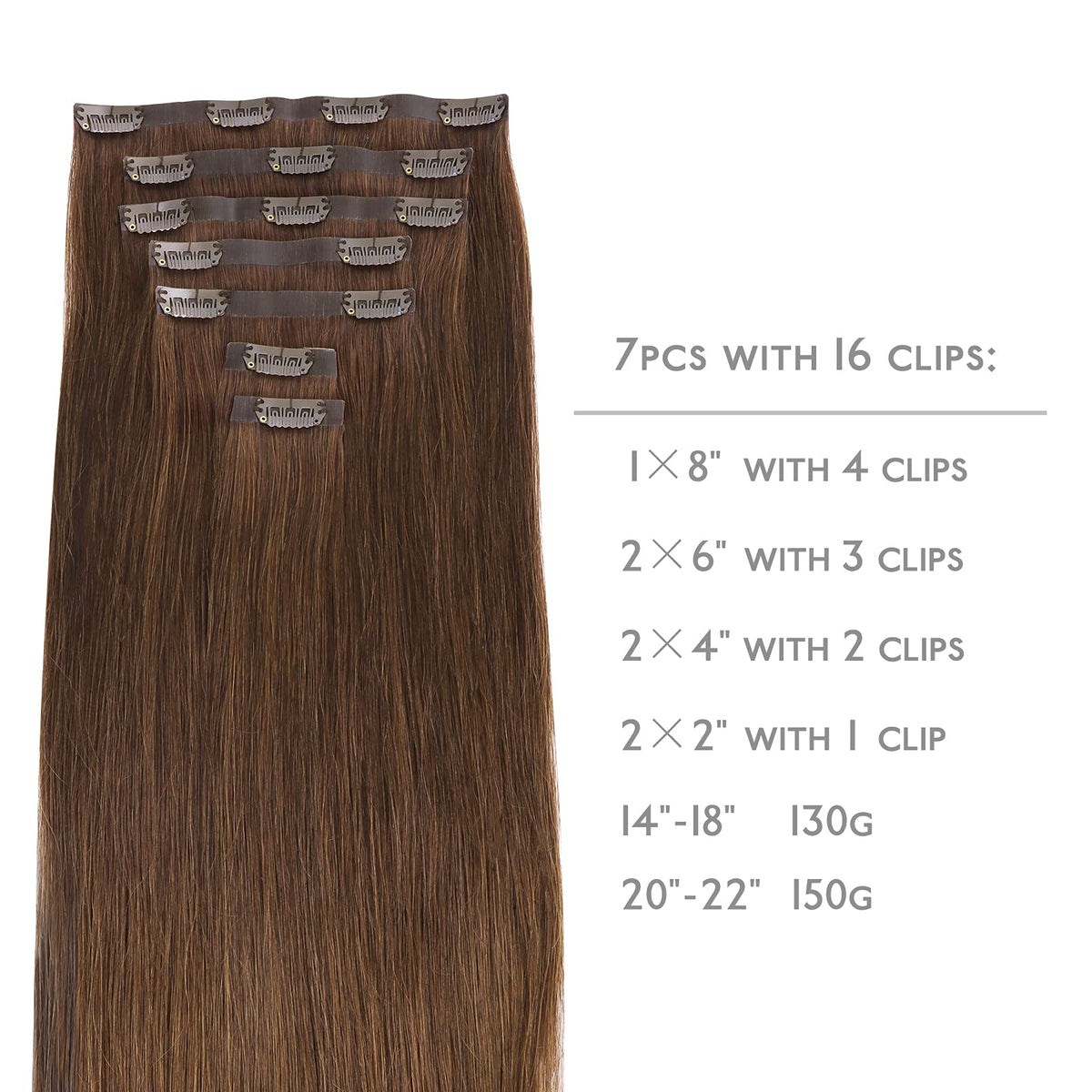 Wennalife Clip In Hair Extensions packaging with 7 pieces