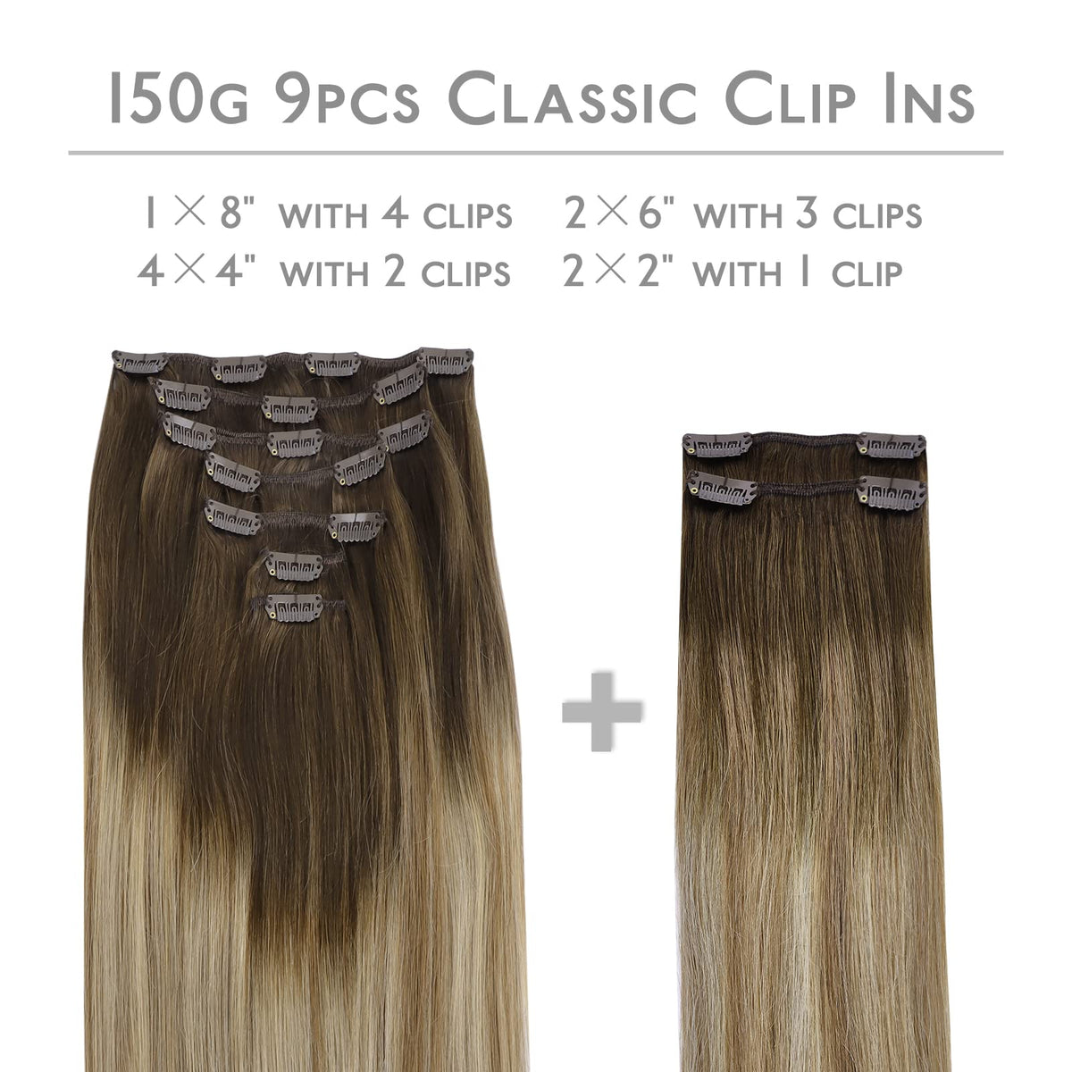 Wennalife Clip In Hair Extensions packaging with 9 pieces