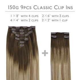 Wennalife Clip In Hair Extensions packaging with 9 pieces