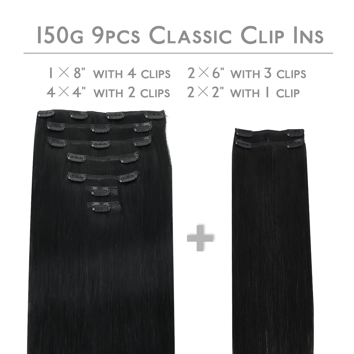 Wennalife Clip In Hair Extensions packaging with 9 pieces