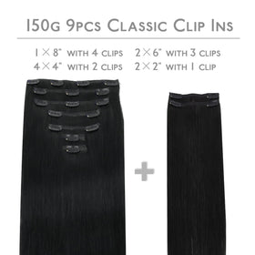 Wennalife Clip In Hair Extensions packaging with 9 pieces
