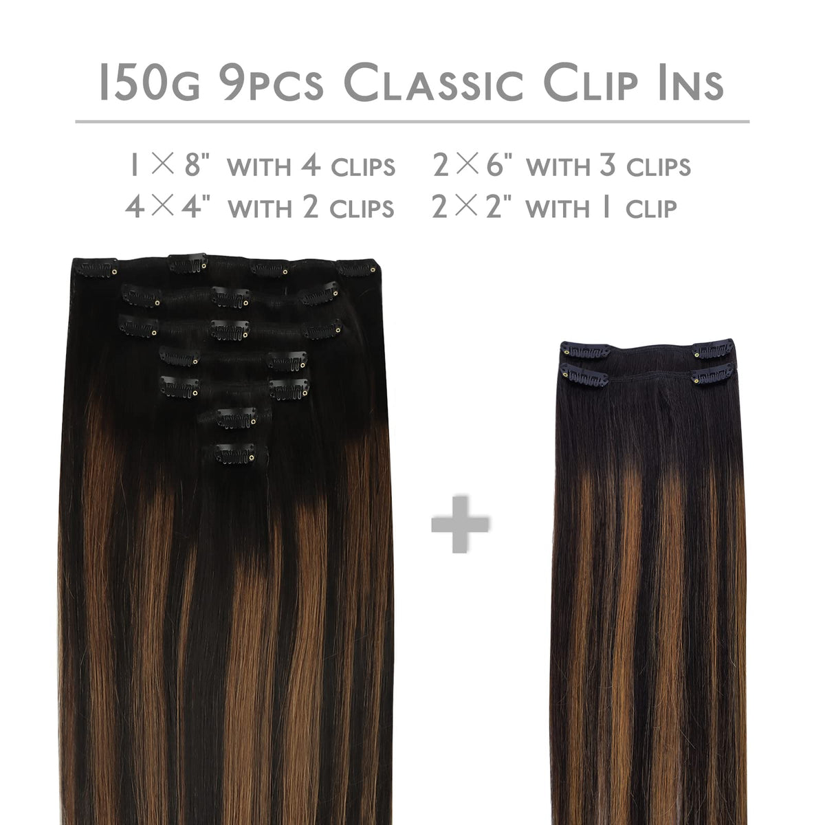 Wennalife Clip in Hair Extensions packaging with test pieces