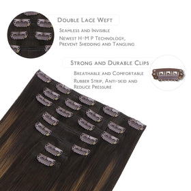 Wennalife Clip In Hair Extensions showing balayage colour