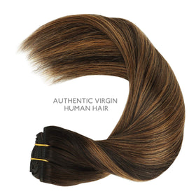 Wennalife Clip in Hair Extensions showing balayage colour