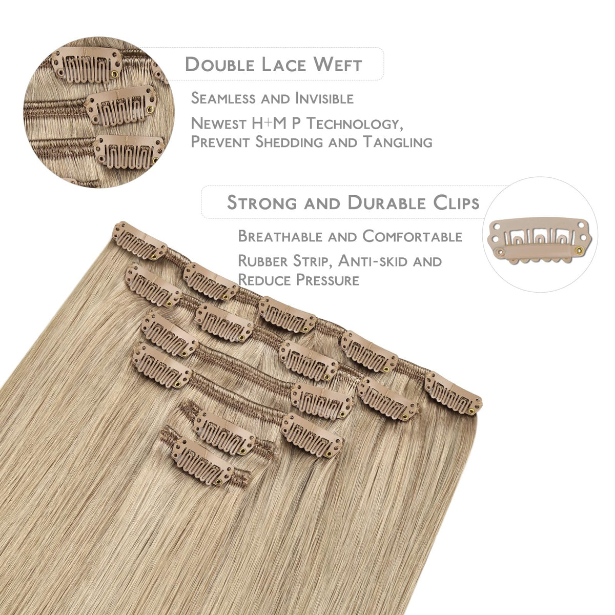Wennalife Clip In Hair Extensions showing balayage colour blend