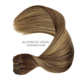 Wennalife Clip in Hair Extensions showing colour gradient