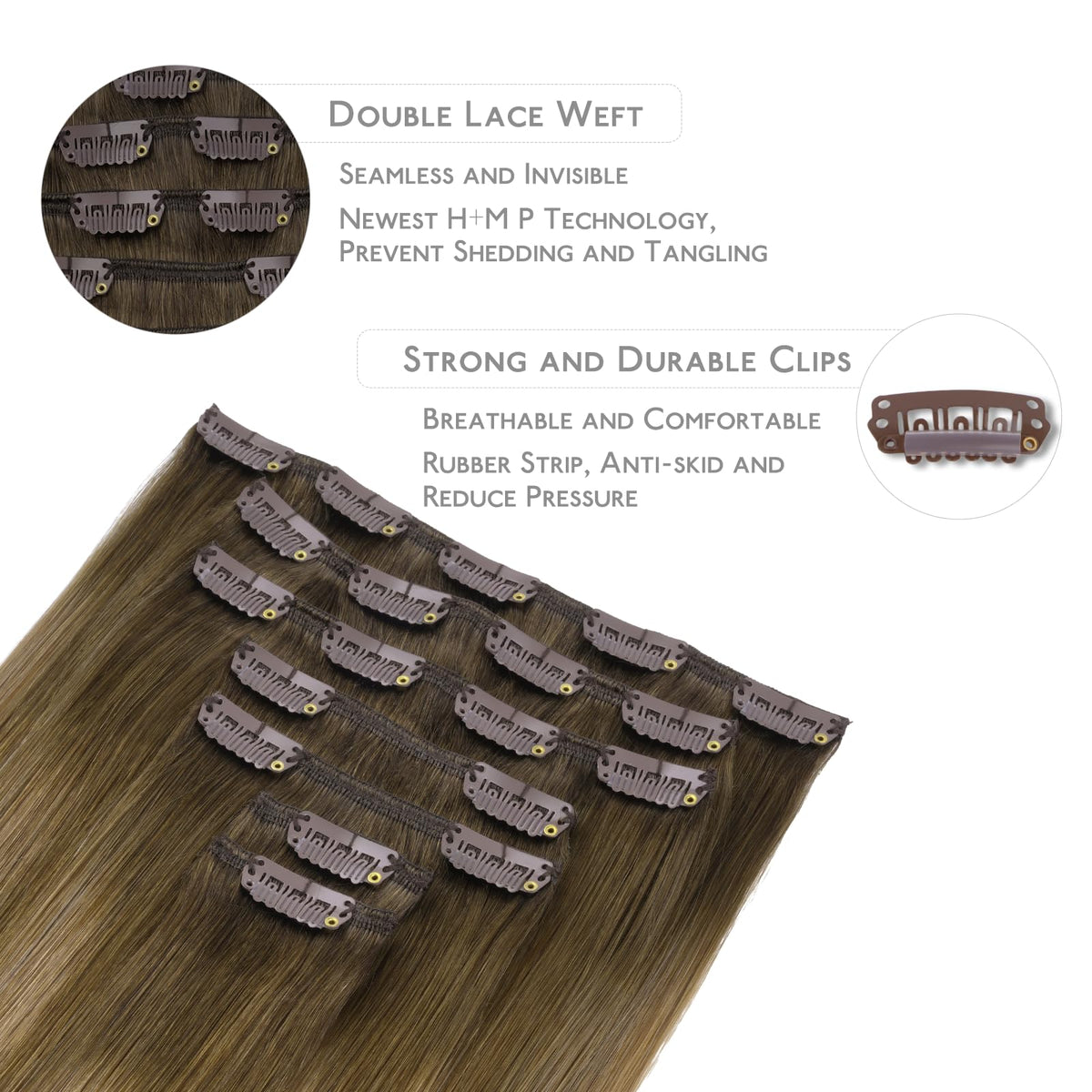 Wennalife Clip in Hair Extensions showing ombre colour blend