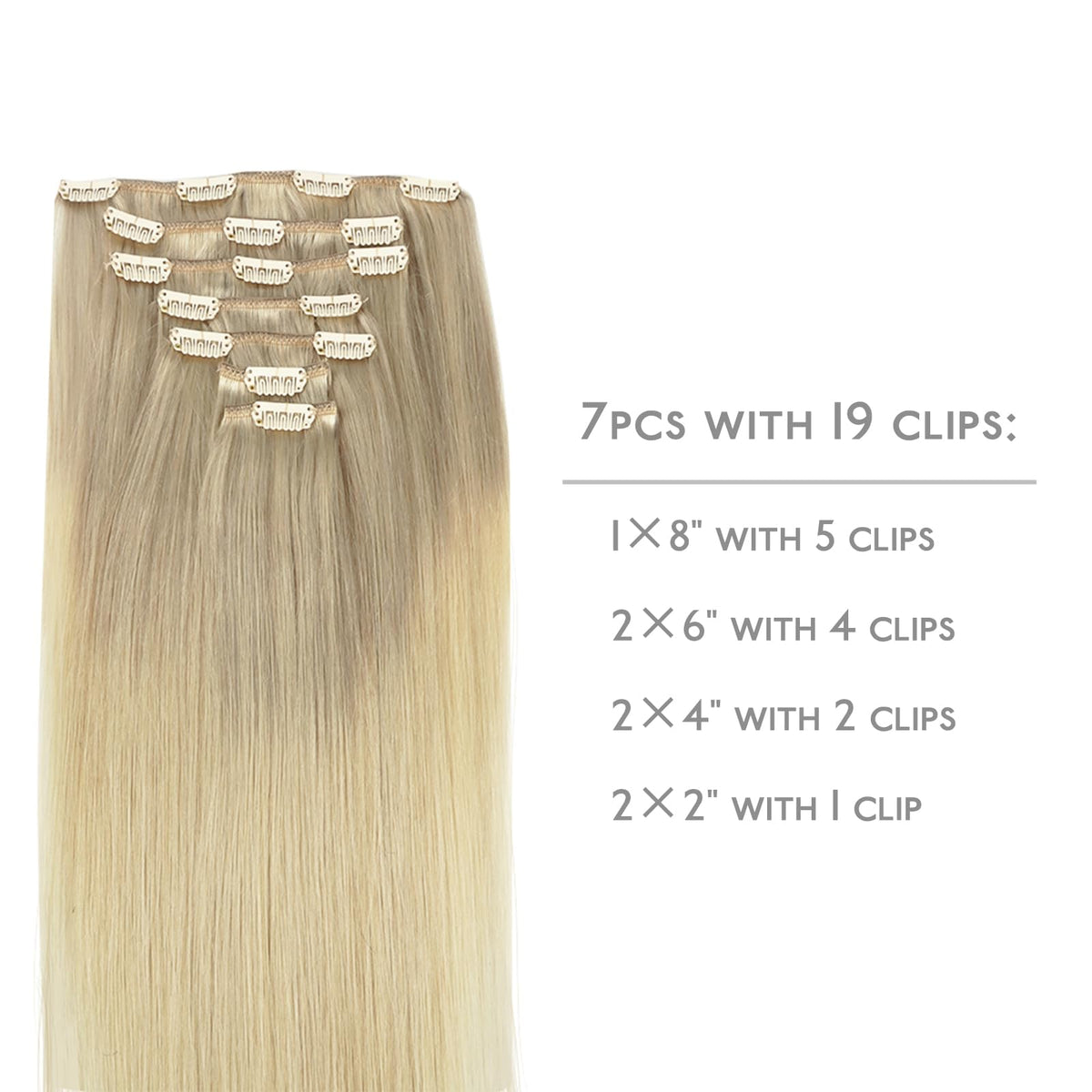 Wennalife Clip In Hair Extensions showing silicon-backed clips