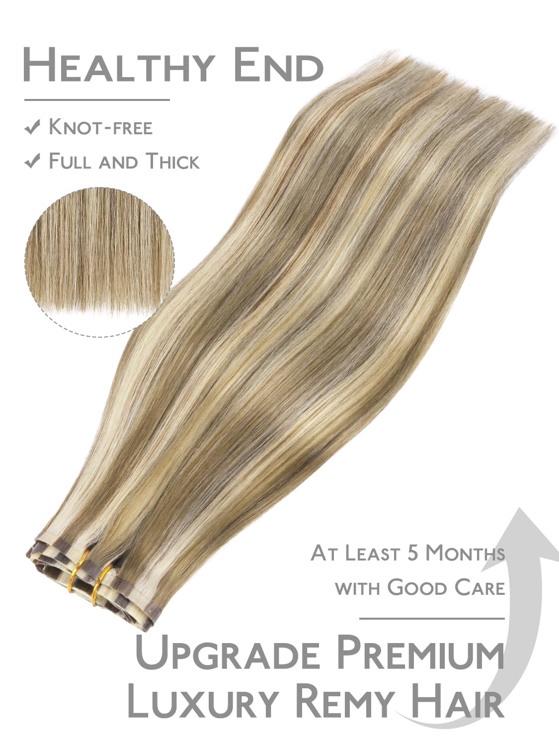 Wennalife Clip in Hair Extensions showing texture and colour