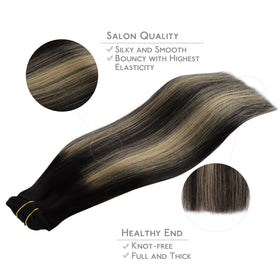 Wennalife Clip in Human Hair Extensions 14 Inch styled on model