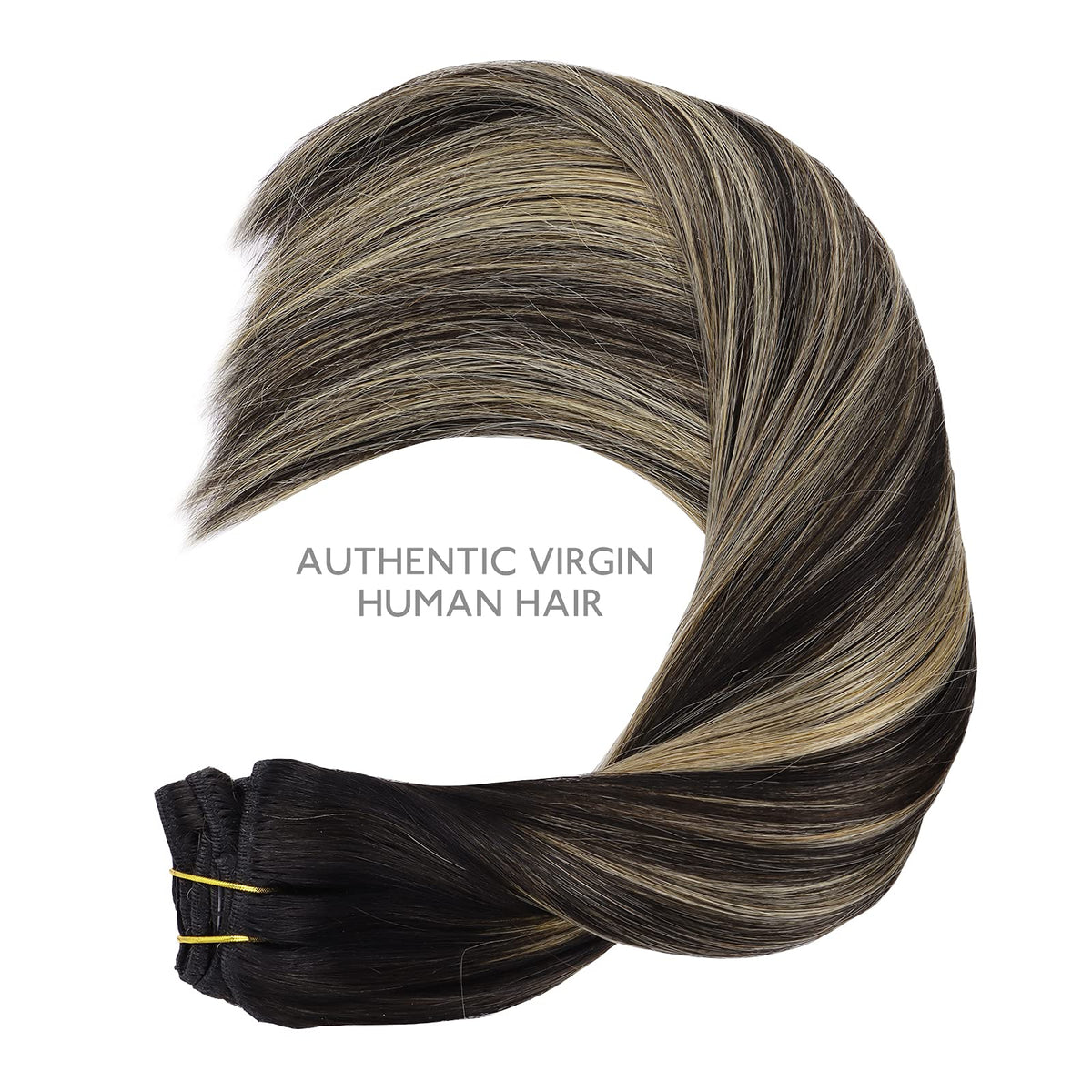 Wennalife Clip In Human Hair Extensions 16 Inch Balayage displayed on a model