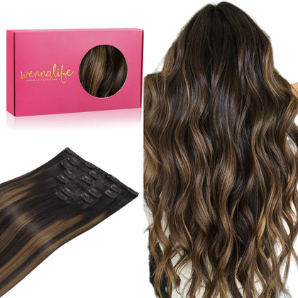 Wennalife Clip In Human Hair Extensions 16 Inch front view