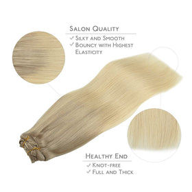 Wennalife Clip In Human Hair Extensions displayed on a mannequin