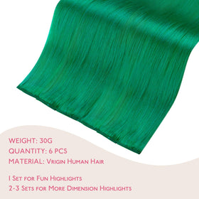 Wennalife Green Clip-in Hair Extensions 22 Inch packaging