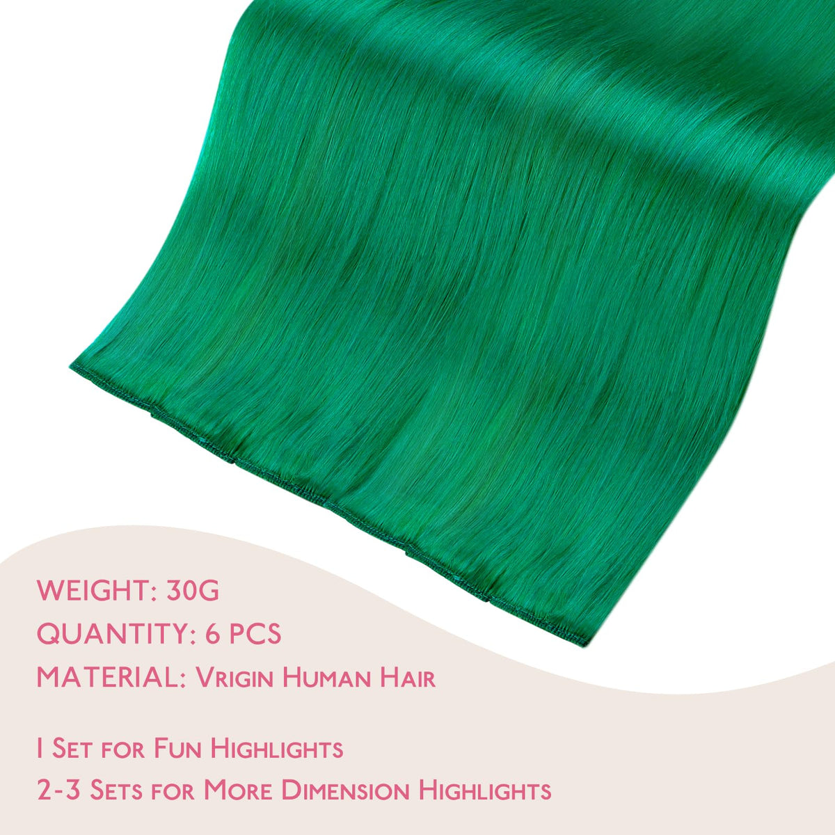 Wennalife Green Clip-In Hair Extensions packaging