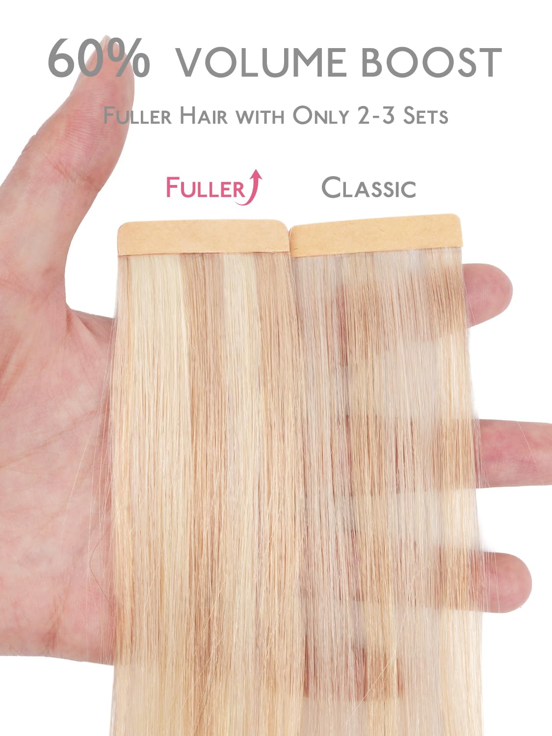 Wennalife hair extensions showing the advanced PU skin weft design