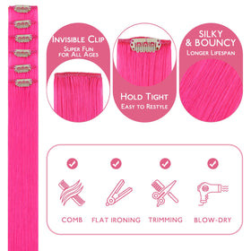Wennalife Hot Pink Clip-In Hair Extensions close-up