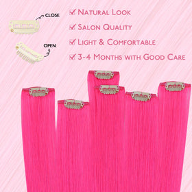 Wennalife Hot Pink Clip-in Hair Extensions displayed on a mannequin
