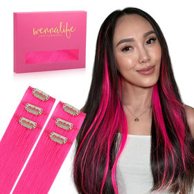 Wennalife Hot Pink Clip-In Hair Extensions front view