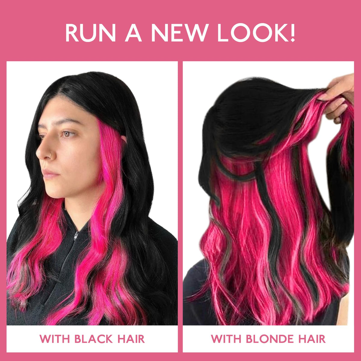 Wennalife Hot Pink Clip-In Hair Extensions on model