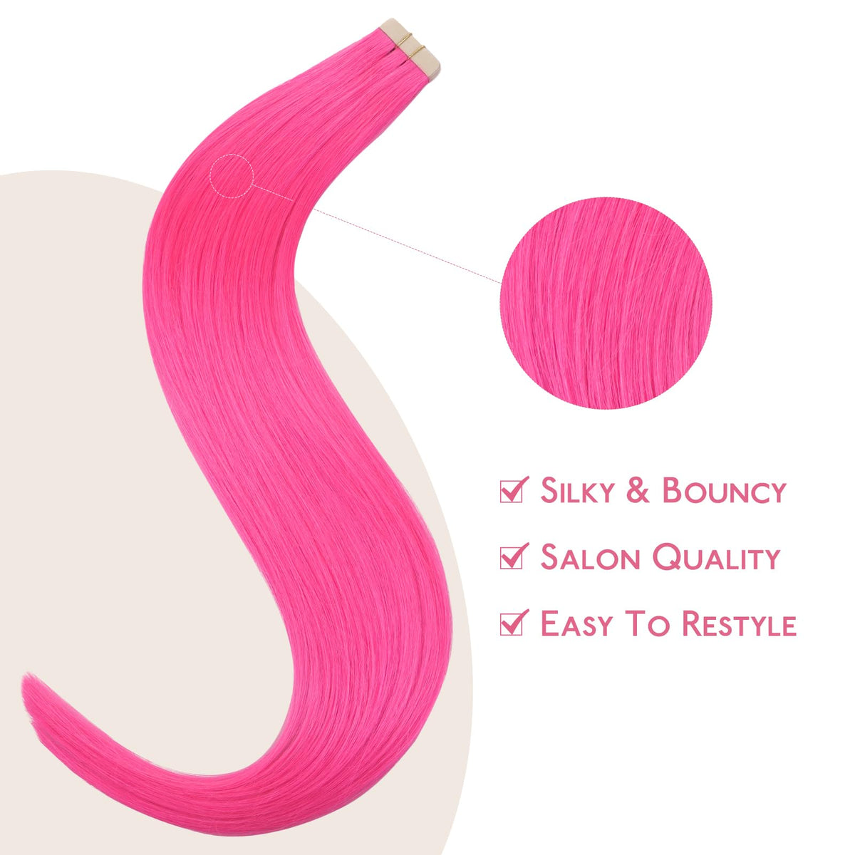 Wennalife Hot Pink Tape in Hair Extensions lifestyle use