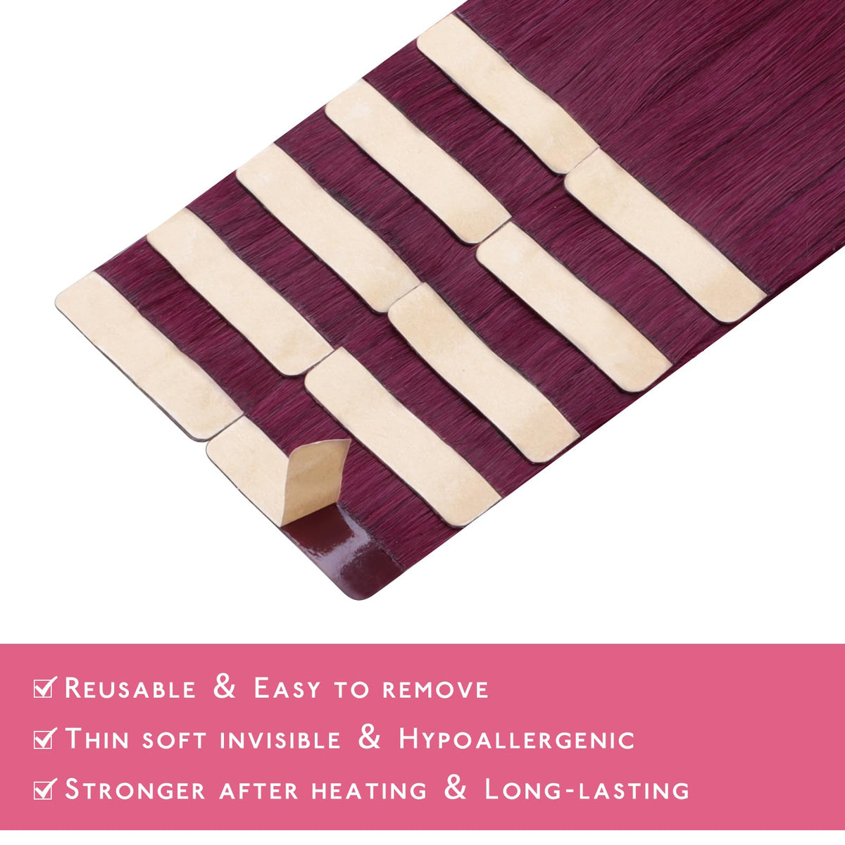 Wennalife Light Burgundy extensions in natural light