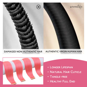 Wennalife light pink hair extensions close-up